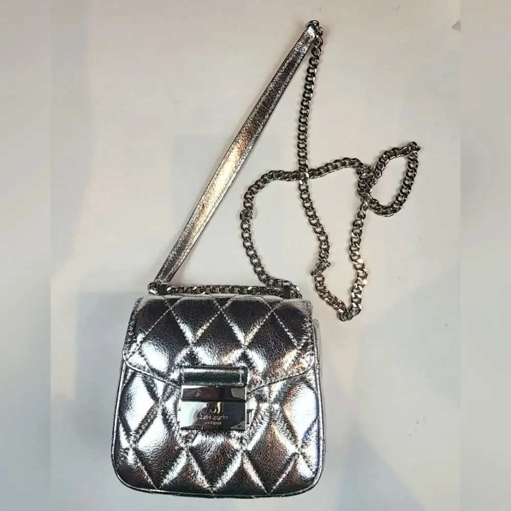 Kate Spade New Silver Crossbody Bag Lunar Light  Micro Purse Concerts Bag‎